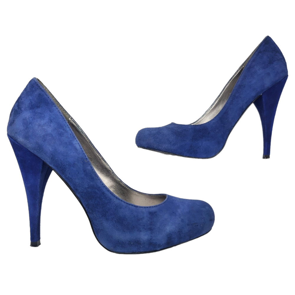 Steve Madden Shoes Womens 7.5 Royal Navy Blue Suede Closed Almond Toe Heels